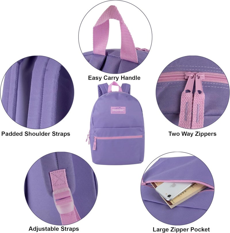 Trailmaker Classic 17 inch Backpacks with Adjustable Padded Straps | School Backpacks for Girls, Boys (Purple) - Image 2